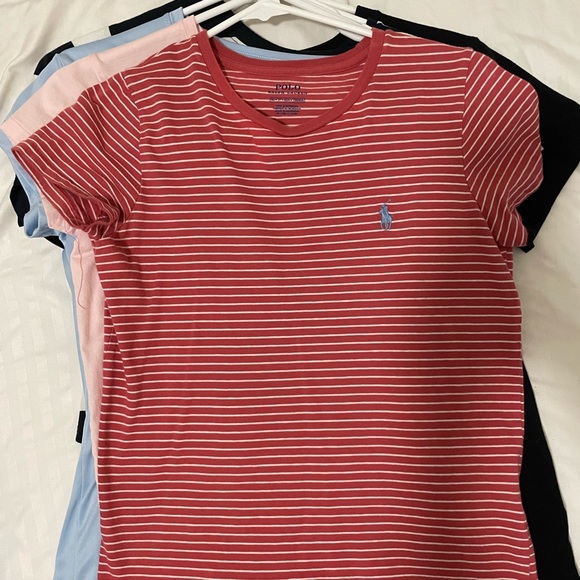 Polo Ralph Lauren Pink & White Strips Tee - Picture 1 of 1